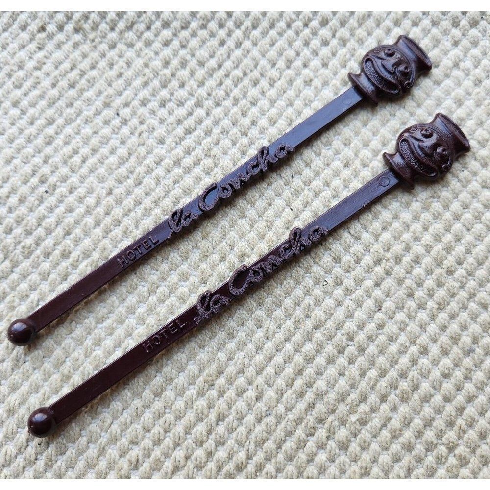 2 Vintage Hotel La Concha San Juan Puerto Rico Plastic USA Swizzle Stir Sticks